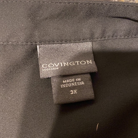 C Covington solid black long roll tab sleeve button front plus size 3X.  EUC - Picture 4 of 4